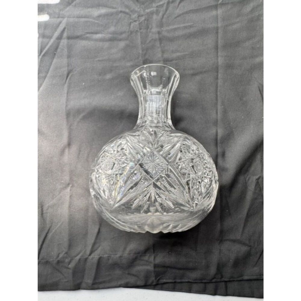 Vintage American Brilliant Wine Decanter or Carafe Cut Glass 8" Tall